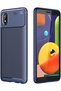 Galaxy A01 Core Case Carbon Patterned Lux  Silicone Navy Blue + Ghost Screen Protector