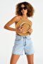 Women's Snow Denim Color Diana Mom Fit Denim Shorts - 6