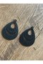 Wood Carved Dangle Bohemian Black Earrings