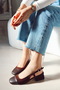 Balance Mascaret Detailed Bitter Brown Open Back Square Toe Women's Mary Jane Block Heeled Shoes - 3