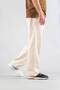 Men's Beige Comfortable Fit Bagy Trousers Linen Belted Drawstring Soft Fabric Blend Trousers - 2