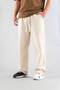 Men's Beige Comfortable Fit Bagy Trousers Linen Belted Drawstring Soft Fabric Blend Trousers - 6