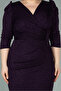 Purple Capri Sleeve Glitter Plus Size Evening Dress Abk38975 - 3