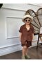 Brown linen shorts set - 2