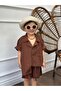 Brown linen shorts set - 3