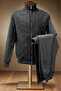 Men's Anthracite Suede Detailed Tracksuit Set Laser Cut Motif Jacquard Fabric Standard Fit