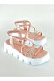 High Sole Cross Stone and Elastic Girl's Sandals Shoes - 4