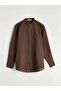 Xside Brown Regular Fit Long Sleeve Poplin Men's Shirt