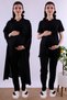 Effortt Pregnant Maternity Pajamas Set with Black Scalloped Dressing Gown