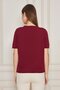 Women's Crew Neck Short Sleeve Knitwear Blouse Basic Blouse 25222 Claret Red - 4