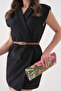 Simple Design Oval Buckle Faux Leather Thin Brown Belt 7400