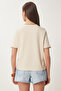 Contrast Trim Knitted T-Shirt Cream Ltp0013 - 5