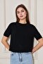 Women's Crew Neck Short Sleeve Knitwear Blouse Basic Blouse 25222 Black - 6