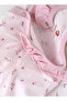 Girls' Floral Printed Ruffle Collar Sleepsuit with Snap Closure - 3