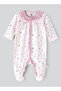Girls' Floral Printed Ruffle Collar Sleepsuit with Snap Closure