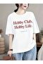 Women's 100% Oversized T-Shirt - Black and White "Hobby Club Hobby Life" - 2
