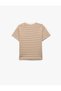 Cotton Short Sleeve Crew Neck Stripe T-Shirt - 2