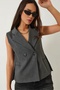 Women's Anthracite Shawl Collar Asymmetrical Cut Vest 60429 60283003