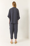 Women's Smoked V-Neck Bat Sleeve Blouse Elastic Waist Pants Modal Set 60283237 - 7