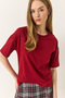 Women's Burgundy 100% Organic Cotton Relaxed Fit Round Neck T-Shirt 60602050 - 5