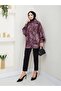 Leopard Print Jessica Shirt Standert Size Long Sleeve 2508 Dark Burgundy - 5