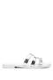 Women's Genuine Leather White/Lame Flat Slippers