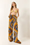 Women's Mango Elastic Waist Patterned Pocket Detailed Flowy Viscose Palazzo Trousers 60284035 - 2
