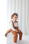 Boy's Brown Linen Vest Strap Suit Set of 4 (100% Cotton) - 3
