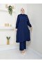 Navy Blue Long Size Shirt Set - Oversized Hijab Set