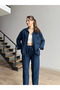 Women's Double Linen Set Baby Blue Pants Shirt Top and Bottom - 4