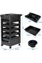 5- Drawer Black Salon -Barber Hairdressing Trolley Storage Trolley - Wheels for Salon Beauty - 3