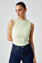 Canisa Women's Slim Fit Zero Sleeve Round Neck Solid Color Yellow Tank Top - 3
