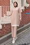 Zippered Ribbed Suit Beige 10405 - 3