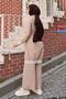 Zippered Ribbed Suit Beige 10405 - 4