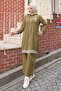 Zippered Ribbed Suit Khaki 10405 - 3