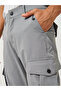 Solid Flat Front Cargo Pants with Drawstring Hem - 3