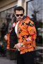 Orange Color Digital Printed Sports Model Fabric Coat - 8