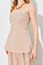 Women's Mink Strapless Blouse Palazzo Pants Suit - 5