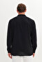 Men's Black Comfort Fit Relaxed Cut Hawaiian Collar Jacquard Shirt - 5