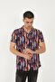 Black Color Patterned Viscose Men's Shirt - 2
