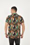 Orange Color Patterned Viscose Men's Shirt - 3