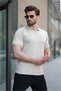 Beige Polo Neck Knitwear Men's T-Shirt E7417 - 3