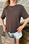 Modern Fit Crop Tshirt Brown - 2