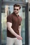 Brown Polo Neck Knitwear Men's T-Shirt E7417 - 3