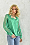 Square Neck Sleeves Tulle Detailed Woven Blouse - 4