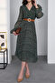 women's belted polka dot patterned chiffon dress NBMY3286