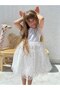 Girl's Tiny Daisy Patterned Short Sleeve Dress - 4