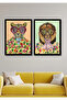 2 Pieces Modern Lion and Tiger Wall Decor Painting Set for Salon Living Bedroom Kitchen - 2