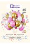 40 Pieces Pink-White Chrome Gold - Quality Balloon Set with Transparent Confetti