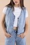 Blue Buttoned Jean Vest Set with Wide-Leg Trousers Girls' 2-Piece Set 20636 - 4